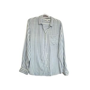 Beach Lunch Lounge Womens Large Striped Long Sleeve Coastal Grandma Cottagecore